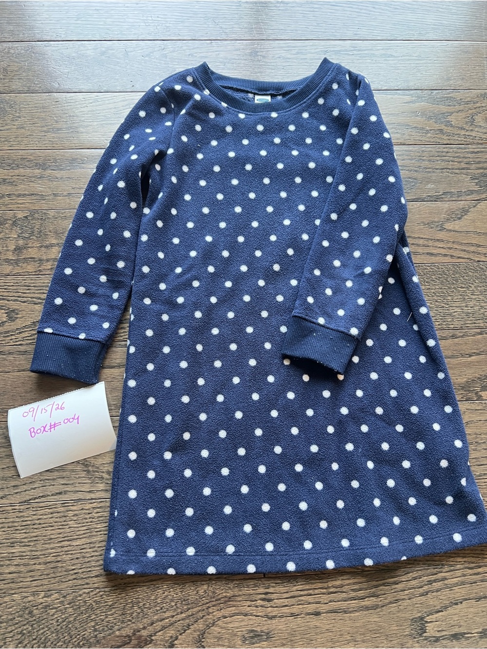 Girls' old Navy Blue Polka Dot Dress - Cozy Long Sleeve 5T size